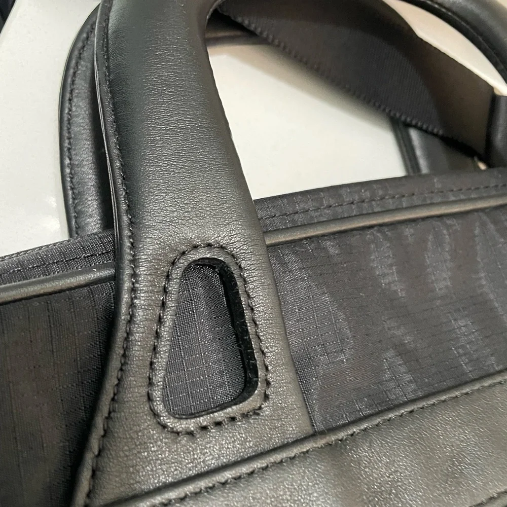 Tumi Double Zip Leather Trimmed Travel Briefcase